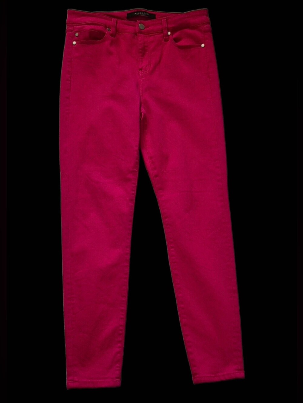 Women's High-Rise Skinny Jeans in Raspberry Pink By Liverpool Jeans